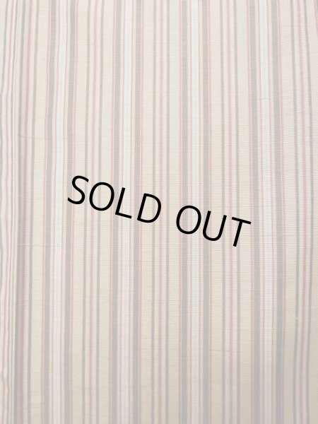 Photo6: L0126P Used Japanese womenSmoky Pale Cream ORI woven / Silk. Stripes,   (Grade B) (6)