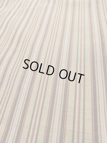 Photo7: L0126P Used Japanese womenSmoky Pale Cream ORI woven / Silk. Stripes,   (Grade B) (7)