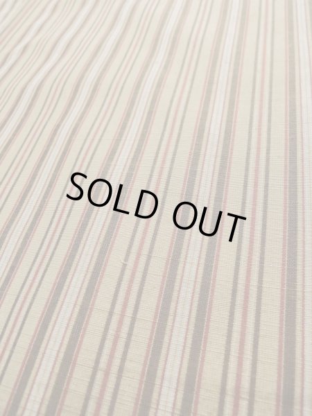 Photo8: L0126P Used Japanese womenSmoky Pale Cream ORI woven / Silk. Stripes,   (Grade B) (8)