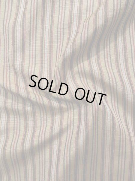 Photo9: L0126P Used Japanese womenSmoky Pale Cream ORI woven / Silk. Stripes,   (Grade B) (9)