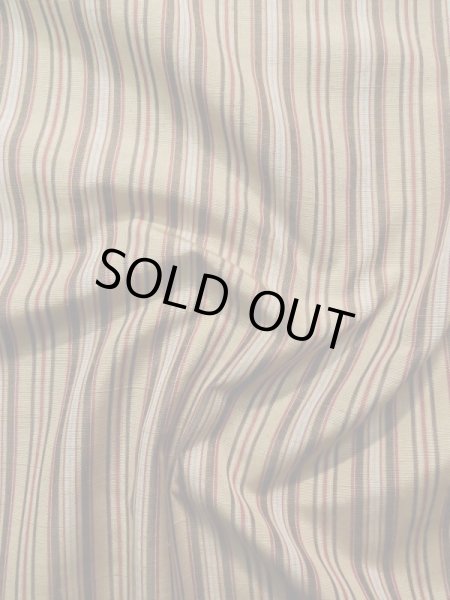 Photo10: L0126P Used Japanese womenSmoky Pale Cream ORI woven / Silk. Stripes,   (Grade B) (10)