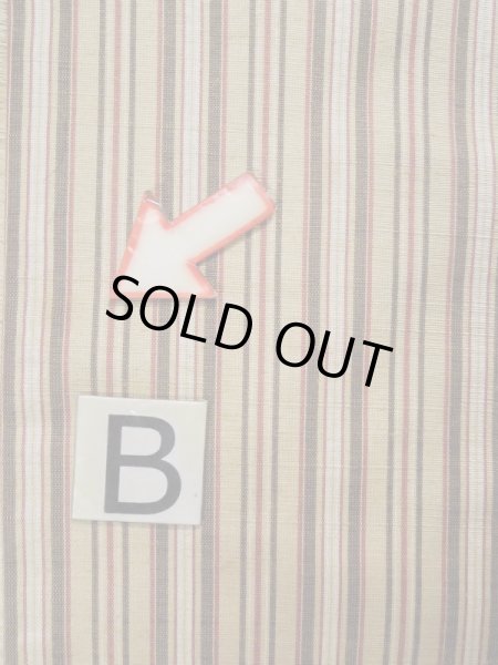 Photo13: L0126P Used Japanese womenSmoky Pale Cream ORI woven / Silk. Stripes,   (Grade B) (13)