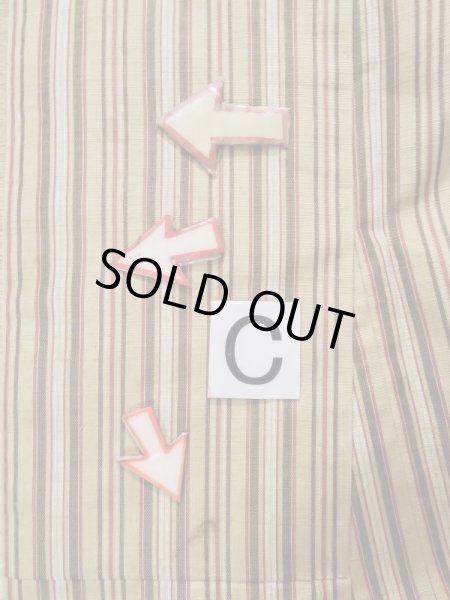 Photo14: L0126P Used Japanese womenSmoky Pale Cream ORI woven / Silk. Stripes,   (Grade B) (14)