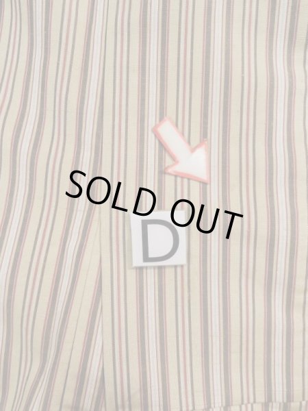 Photo15: L0126P Used Japanese womenSmoky Pale Cream ORI woven / Silk. Stripes,   (Grade B) (15)