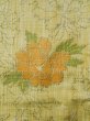 Photo8: L0126Q Used Japanese womenPale  Cream TOKAMACHI TSUMUGI pongee / Silk. Flower,   (Grade A) (8)