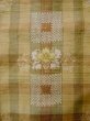 Photo5: L0126T Used Japanese womenPale  Beige ORI woven / Silk. Flower,   (Grade D) (5)