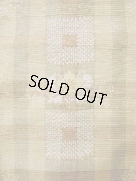 Photo5: L0126T Used Japanese womenPale  Beige ORI woven / Silk. Flower,   (Grade D) (5)
