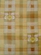 Photo6: L0126T Used Japanese womenPale  Beige ORI woven / Silk. Flower,   (Grade D) (6)