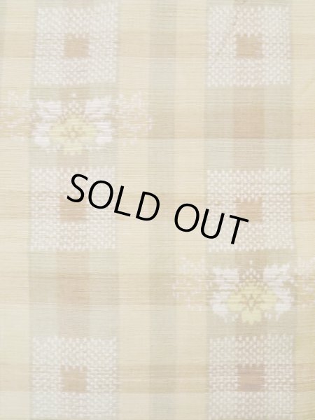 Photo6: L0126T Used Japanese womenPale  Beige ORI woven / Silk. Flower,   (Grade D) (6)