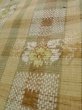 Photo9: L0126T Used Japanese womenPale  Beige ORI woven / Silk. Flower,   (Grade D) (9)