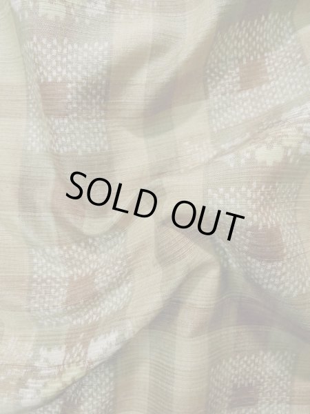 Photo11: L0126T Used Japanese womenPale  Beige ORI woven / Silk. Flower,   (Grade D) (11)