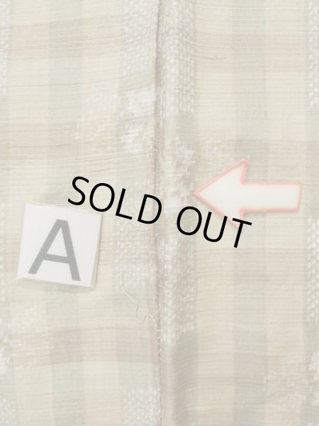 Photo13: L0126T Used Japanese womenPale  Beige ORI woven / Silk. Flower,   (Grade D) (13)