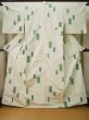 Photo1: L0126V Used Japanese womenSmoky Sharbet Green ORI woven / Silk. Quadrangle,   (Grade C) (1)