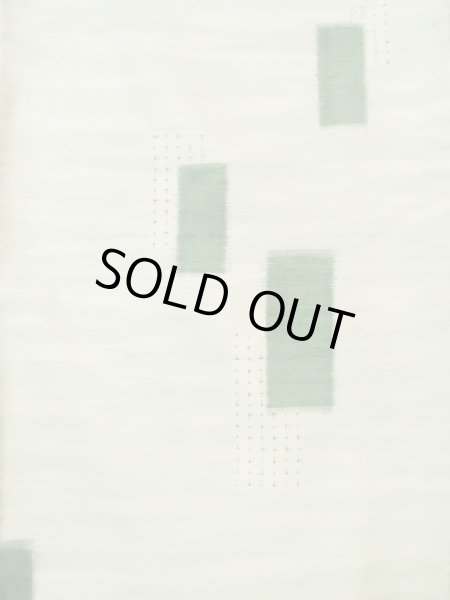 Photo5: L0126V Used Japanese womenSmoky Sharbet Green ORI woven / Silk. Quadrangle,   (Grade C) (5)