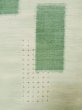 Photo8: L0126V Used Japanese womenSmoky Sharbet Green ORI woven / Silk. Quadrangle,   (Grade C) (8)