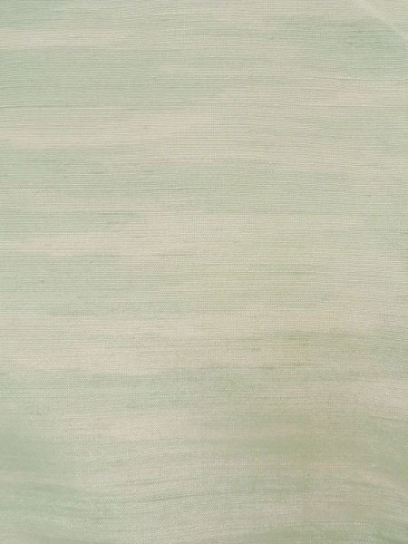 Photo9: L0126V Used Japanese womenSmoky Sharbet Green ORI woven / Silk. Quadrangle,   (Grade C) (9)