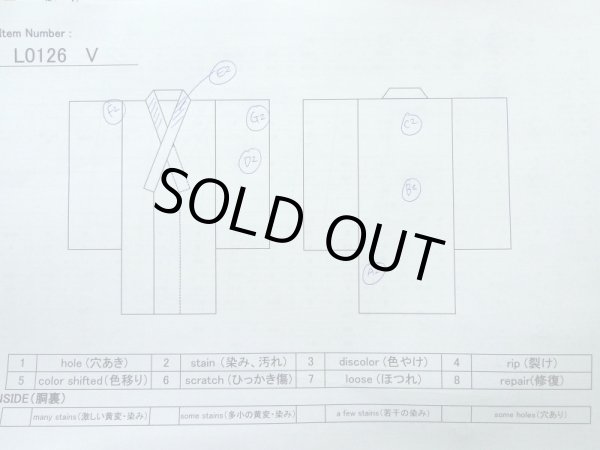 Photo12: L0126V Used Japanese womenSmoky Sharbet Green ORI woven / Silk. Quadrangle,   (Grade C) (12)