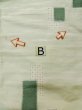 Photo14: L0126V Used Japanese womenSmoky Sharbet Green ORI woven / Silk. Quadrangle,   (Grade C) (14)