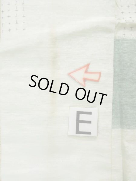 Photo17: L0126V Used Japanese womenSmoky Sharbet Green ORI woven / Silk. Quadrangle,   (Grade C) (17)