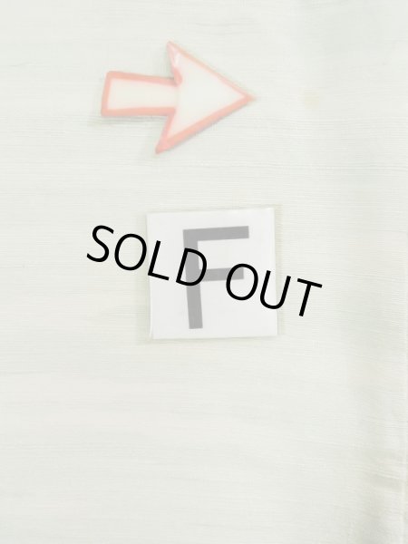 Photo18: L0126V Used Japanese womenSmoky Sharbet Green ORI woven / Silk. Quadrangle,   (Grade C) (18)