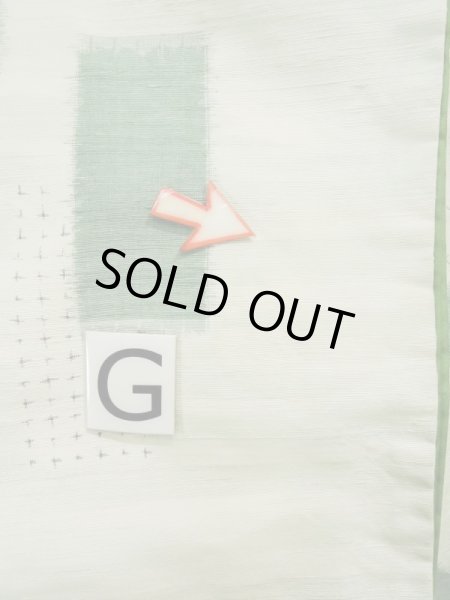 Photo19: L0126V Used Japanese womenSmoky Sharbet Green ORI woven / Silk. Quadrangle,   (Grade C) (19)