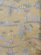 Photo8: L0126W Used Japanese womenSmoky Creamy Golden Yellow OSHIMA TSUMGI pongee / Silk. Flower,   (Grade B) (8)