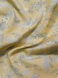 Photo12: L0126W Used Japanese womenSmoky Creamy Golden Yellow OSHIMA TSUMGI pongee / Silk. Flower,   (Grade B) (12)