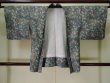 Photo1: L0202A Used Japanese womenSmoky Pale Teal HAORI short jacket / Synthetic. Flower,   (Grade B) (1)