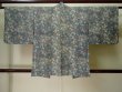 Photo2: L0202A Used Japanese womenSmoky Pale Teal HAORI short jacket / Synthetic. Flower,   (Grade B) (2)
