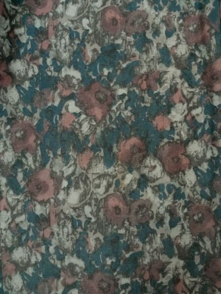 Photo4: L0202A Used Japanese womenSmoky Pale Teal HAORI short jacket / Synthetic. Flower,   (Grade B) (4)