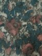 Photo5: L0202A Used Japanese womenSmoky Pale Teal HAORI short jacket / Synthetic. Flower,   (Grade B) (5)