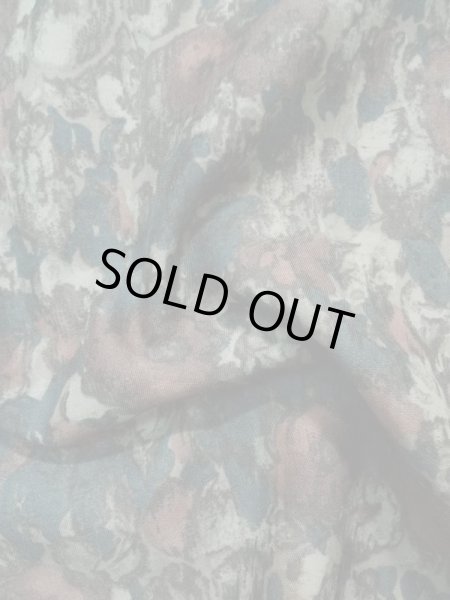 Photo11: L0202A Used Japanese womenSmoky Pale Teal HAORI short jacket / Synthetic. Flower,   (Grade B) (11)