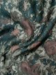 Photo12: L0202A Used Japanese womenSmoky Pale Teal HAORI short jacket / Synthetic. Flower,   (Grade B) (12)
