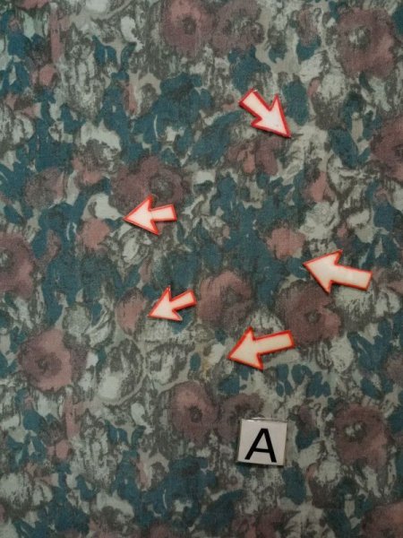 Photo14: L0202A Used Japanese womenSmoky Pale Teal HAORI short jacket / Synthetic. Flower,   (Grade B) (14)