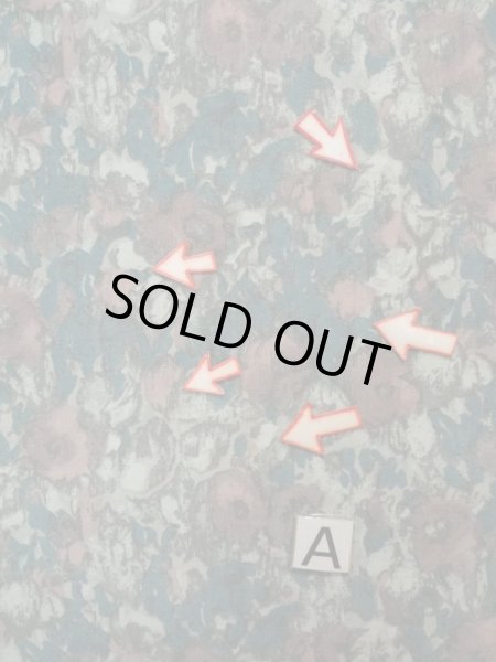 Photo14: L0202A Used Japanese womenSmoky Pale Teal HAORI short jacket / Synthetic. Flower,   (Grade B) (14)