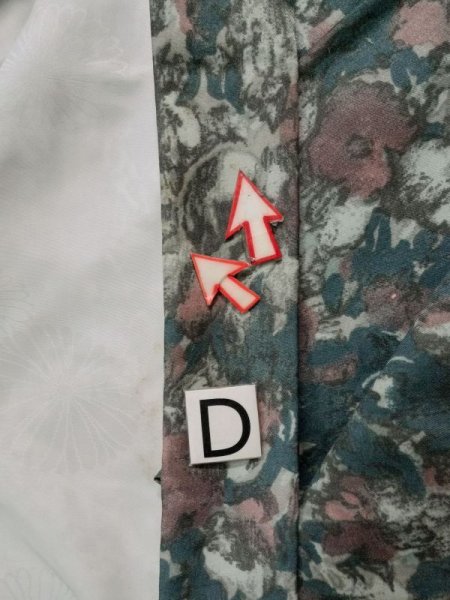 Photo17: L0202A Used Japanese womenSmoky Pale Teal HAORI short jacket / Synthetic. Flower,   (Grade B) (17)