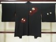 Photo2: L0202U Used Japanese women  Black HAORI short jacket / Silk. Flower,   (Grade A) (2)