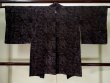 Photo2: L0203B Used Japanese women  Black HAORI short jacket / Silk. Flower,   (Grade B) (2)