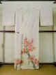 Photo2: L0204A Used Japanese women  White TOMESODE formal / Silk. UME plum bloom,   (Grade C) (2)