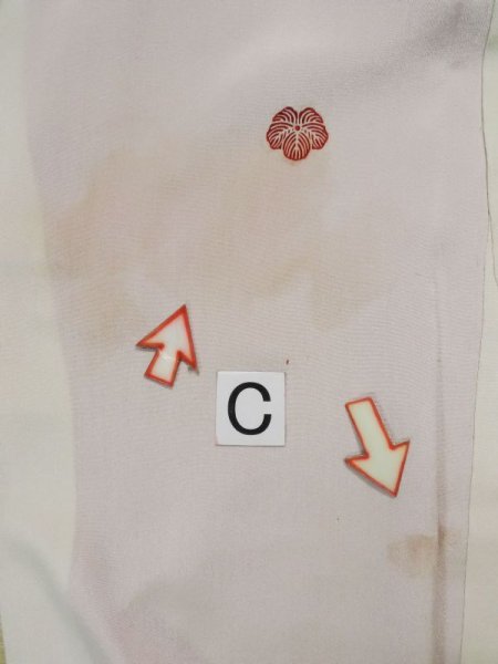 Photo22: L0204A Used Japanese women  White TOMESODE formal / Silk. UME plum bloom,   (Grade C) (22)