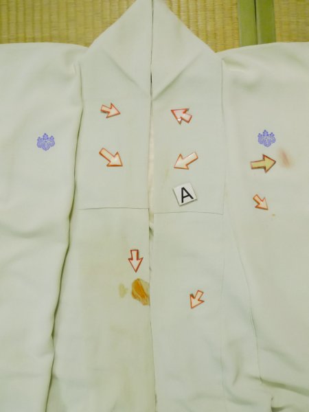 Photo20: L0204B Used Japanese womenLight Sharbet Teal TOMESODE formal / Silk. UME plum bloom   (Grade D) (20)