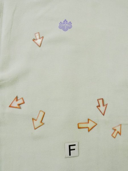 Photo25: L0204B Used Japanese womenLight Sharbet Teal TOMESODE formal / Silk. UME plum bloom   (Grade D) (25)