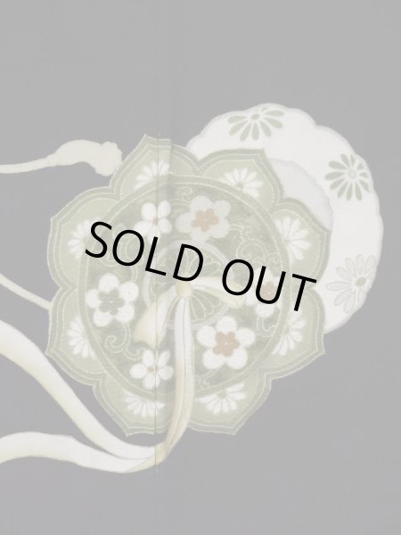 Photo9: L0204D Used Japanese women  Black TOMESODE formal / Silk.  Mirror motif  (Grade B) (9)