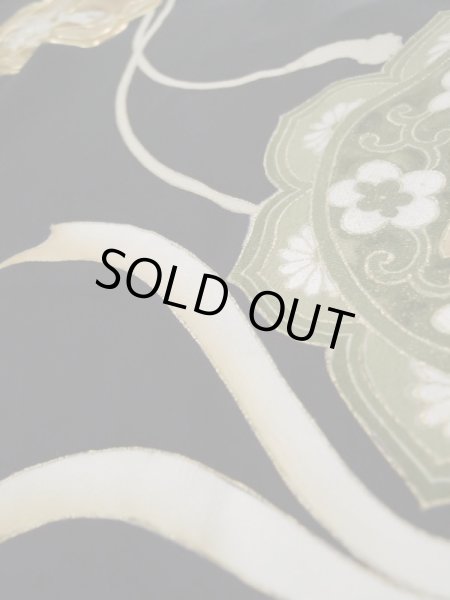 Photo12: L0204D Used Japanese women  Black TOMESODE formal / Silk.  Mirror motif  (Grade B) (12)