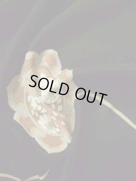 Photo14: L0204D Used Japanese women  Black TOMESODE formal / Silk.  Mirror motif  (Grade B) (14)