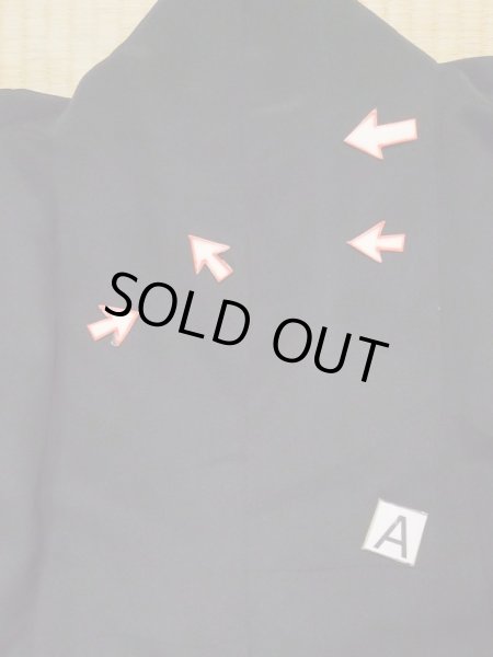 Photo16: L0204D Used Japanese women  Black TOMESODE formal / Silk.  Mirror motif  (Grade B) (16)