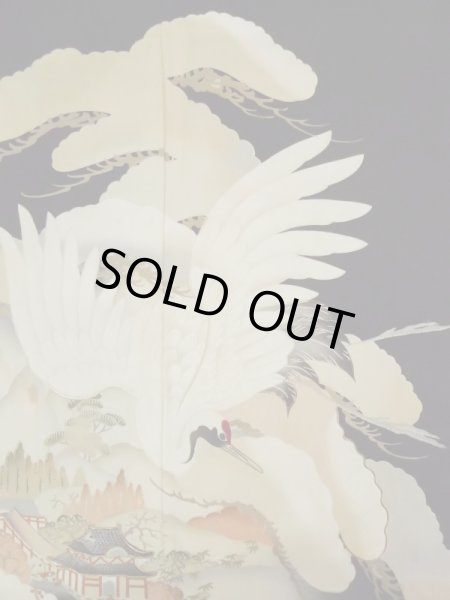 Photo7: L0204E Used Japanese women  Black TOMESODE formal / Silk. Chrysanthemum,   (Grade B) (7)