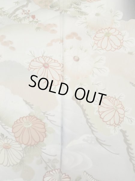 Photo9: L0204E Used Japanese women  Black TOMESODE formal / Silk. Chrysanthemum,   (Grade B) (9)