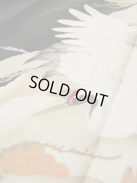 Photo11: L0204E Used Japanese women  Black TOMESODE formal / Silk. Chrysanthemum,   (Grade B) (11)