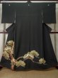 Photo1: L0204F Used Japanese women  Black TOMESODE formal / Silk. Pine tree/branch/needle   (Grade B) (1)